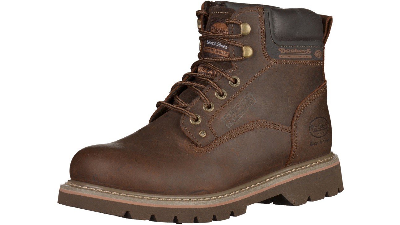 Bottines Homme Dockers By Gerli - Modèle Rangers En Cuir Nubuck - Semelle Polyuréthane - Lacets